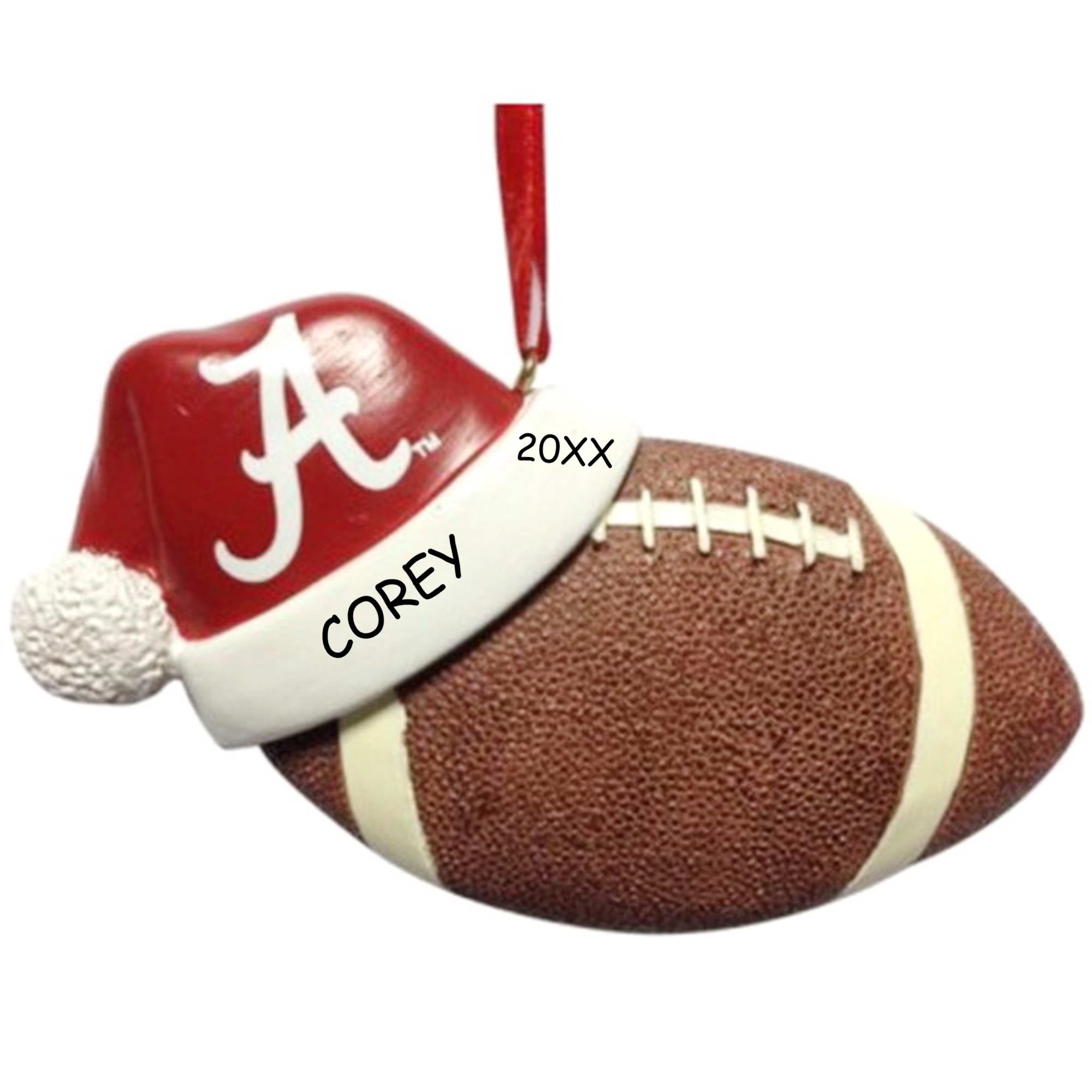 Personalized Licensed Collegiate Football Sports Christmas Ornament