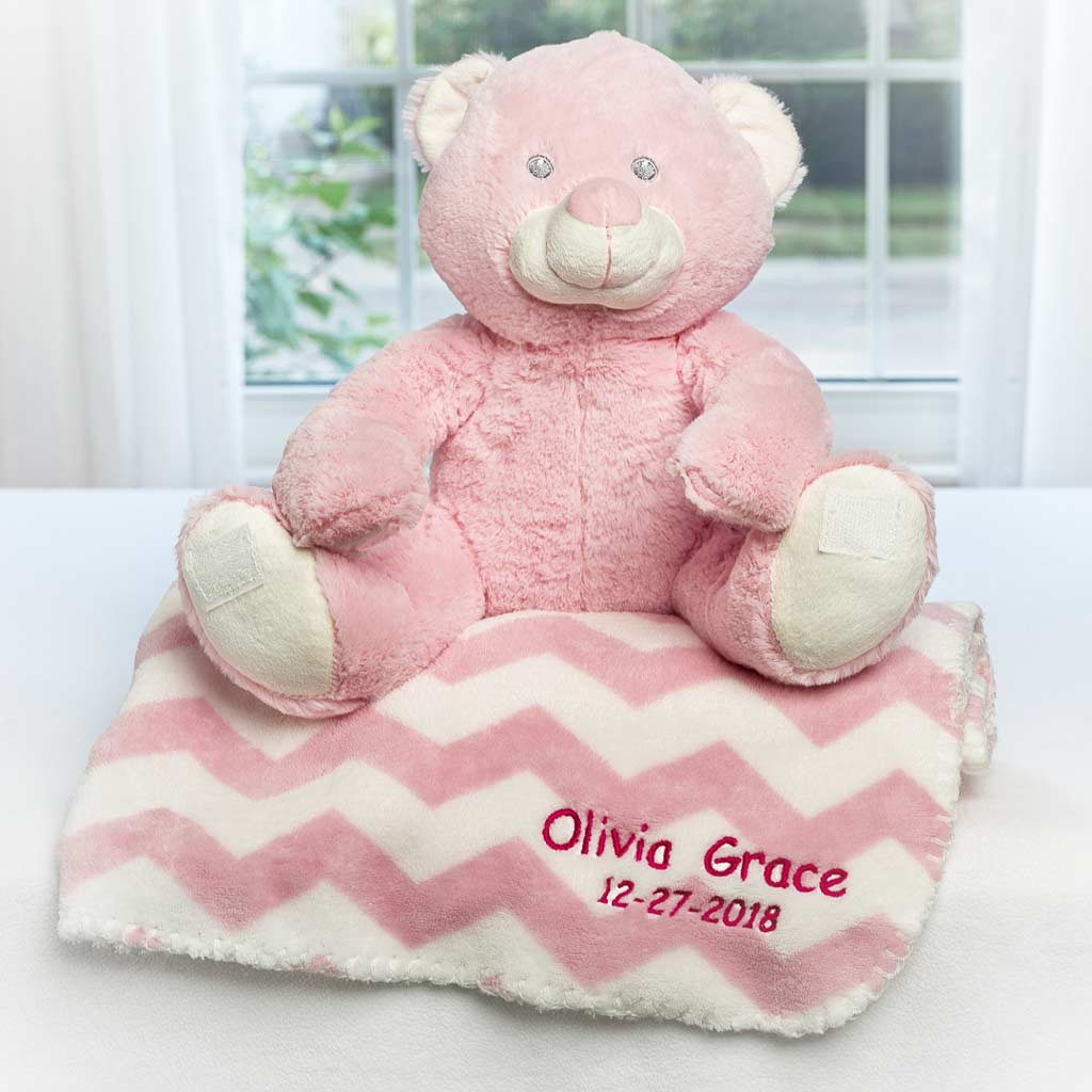 personalised teddy blanket