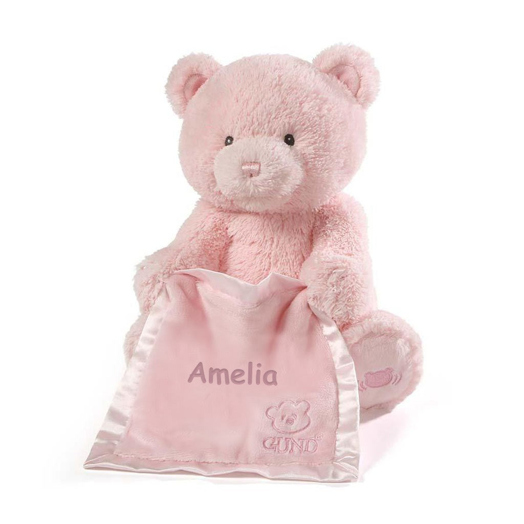 Personalized Gund Peek A Boo Bear Pink Dibsies Personalization Station