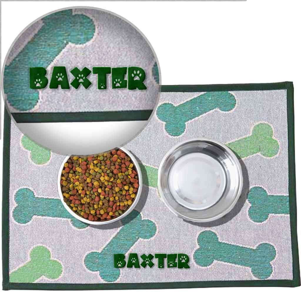 Personalized Tapestry Dog Food Mat - Kool Bones | Dibsies ...