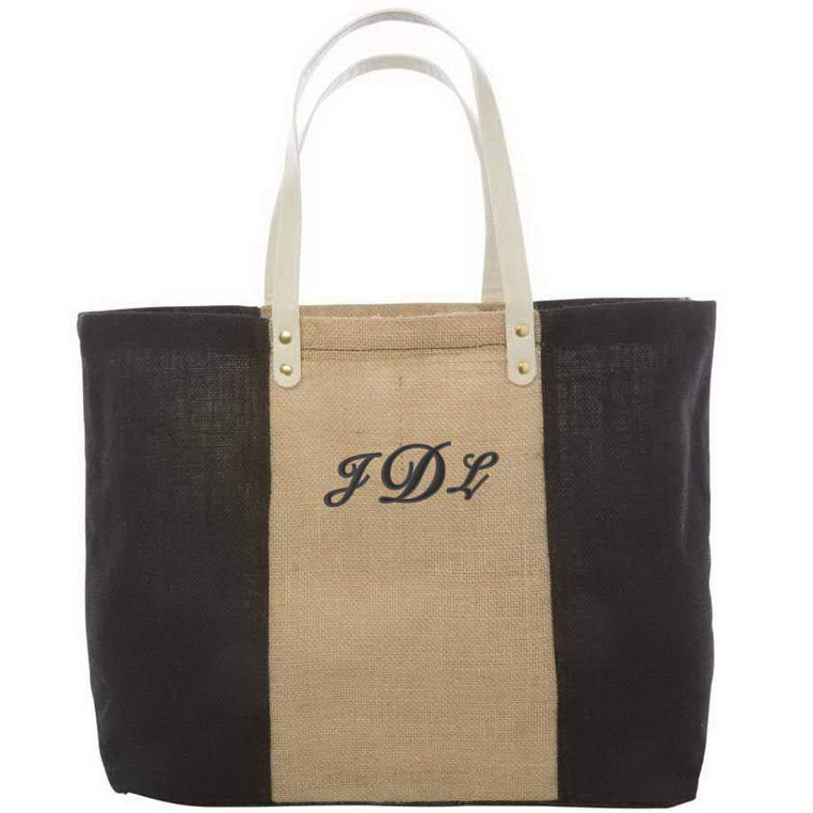 Fashionable Jute Tote Bag With Monogram – Dibsies Personalization Station