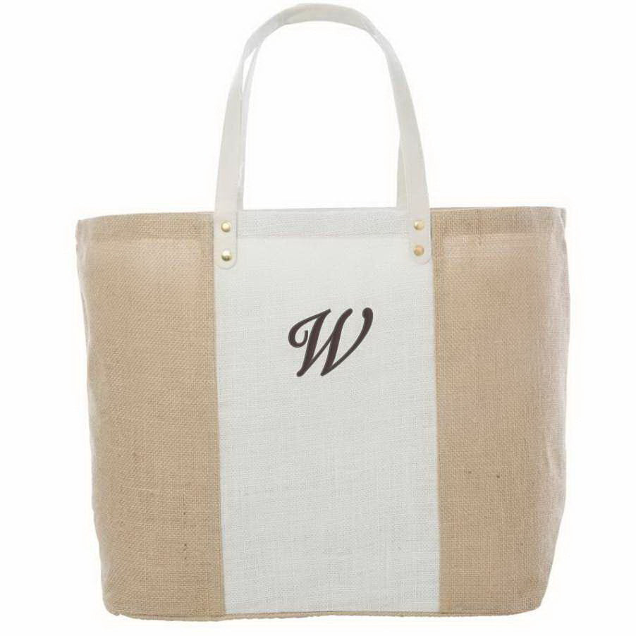 Fashionable Jute Tote Bag With Monogram – Dibsies Personalization Station