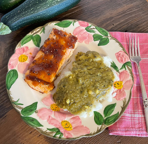 herbed zucchini sauce w salmon