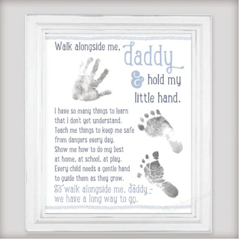 Walk with me Daddy Poem for Father's Day is a great gift for a new dad that features your baby's foot prints.