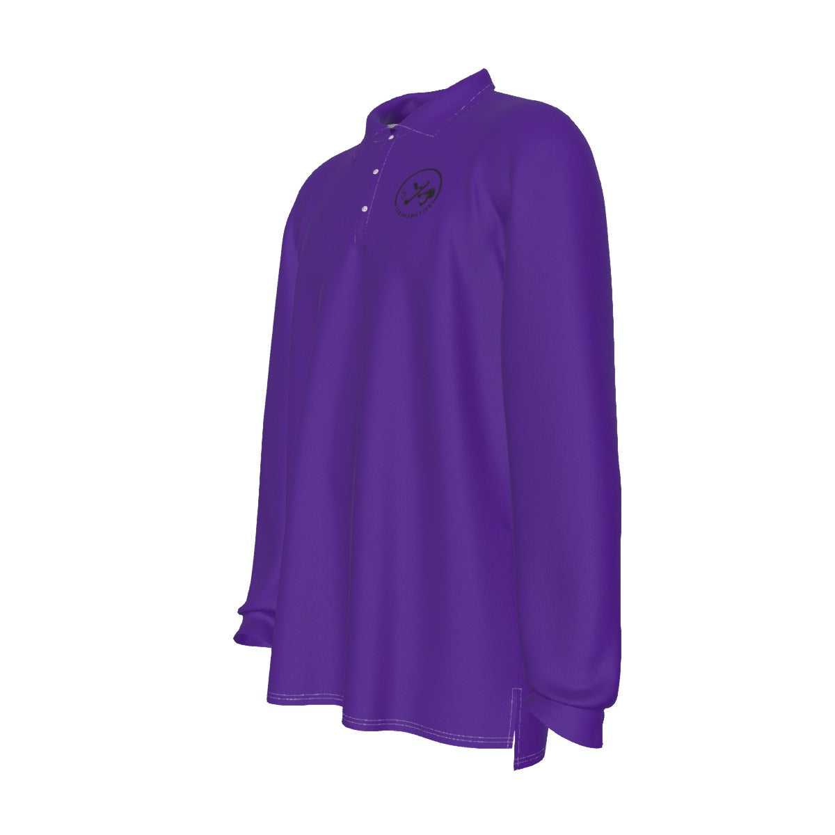 Long Sleeve Purple Polo Shirt - Black Logo