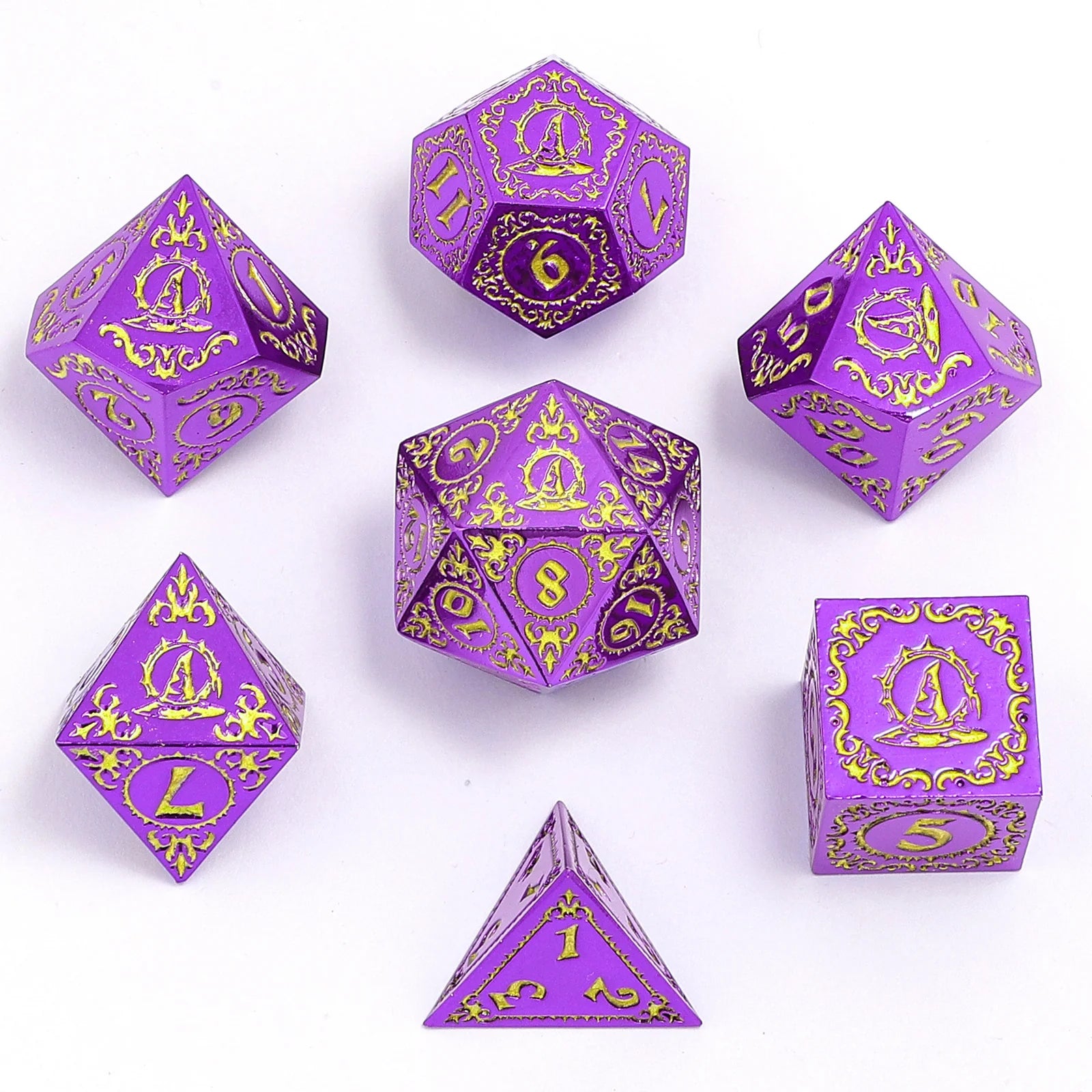 Metal RPG Dice Set: Wizard - Purple and Gold