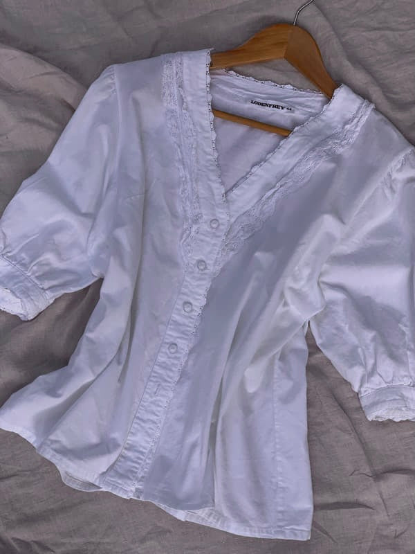 Vintage White Cotton Short Sleeve Shirt