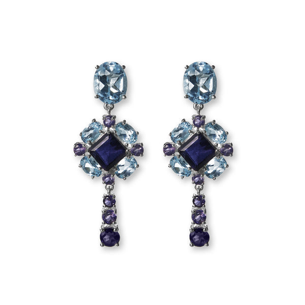 Large Blue Sapphire Gemstone Stud Earrings 75 mm