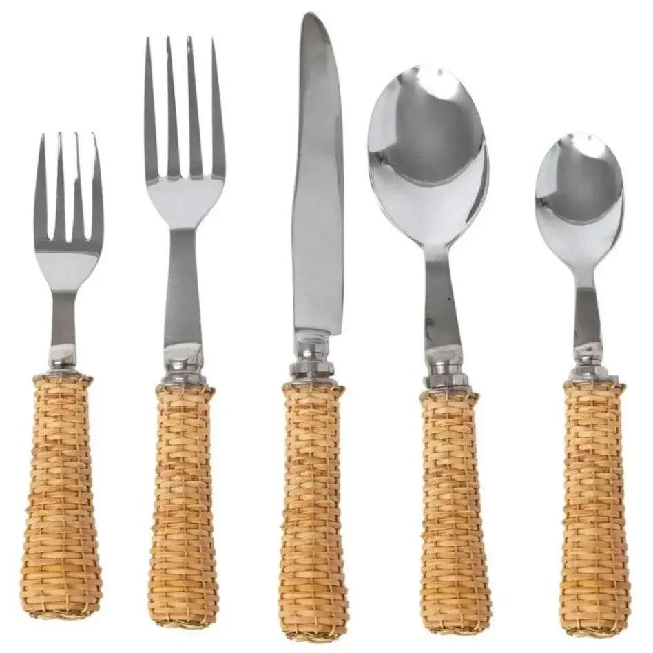 Wicker Flatware Set in Basketweave Pattern