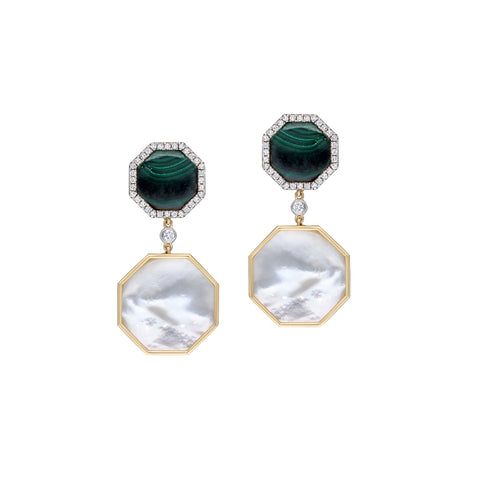 Malachite and Mother of Pearl Earrings