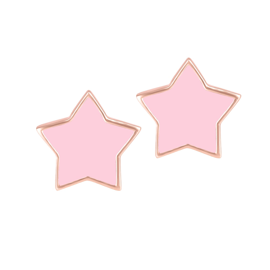 Gold Gedail Neon Pink Enamel Huggie Earring | Fine | Adornmonde