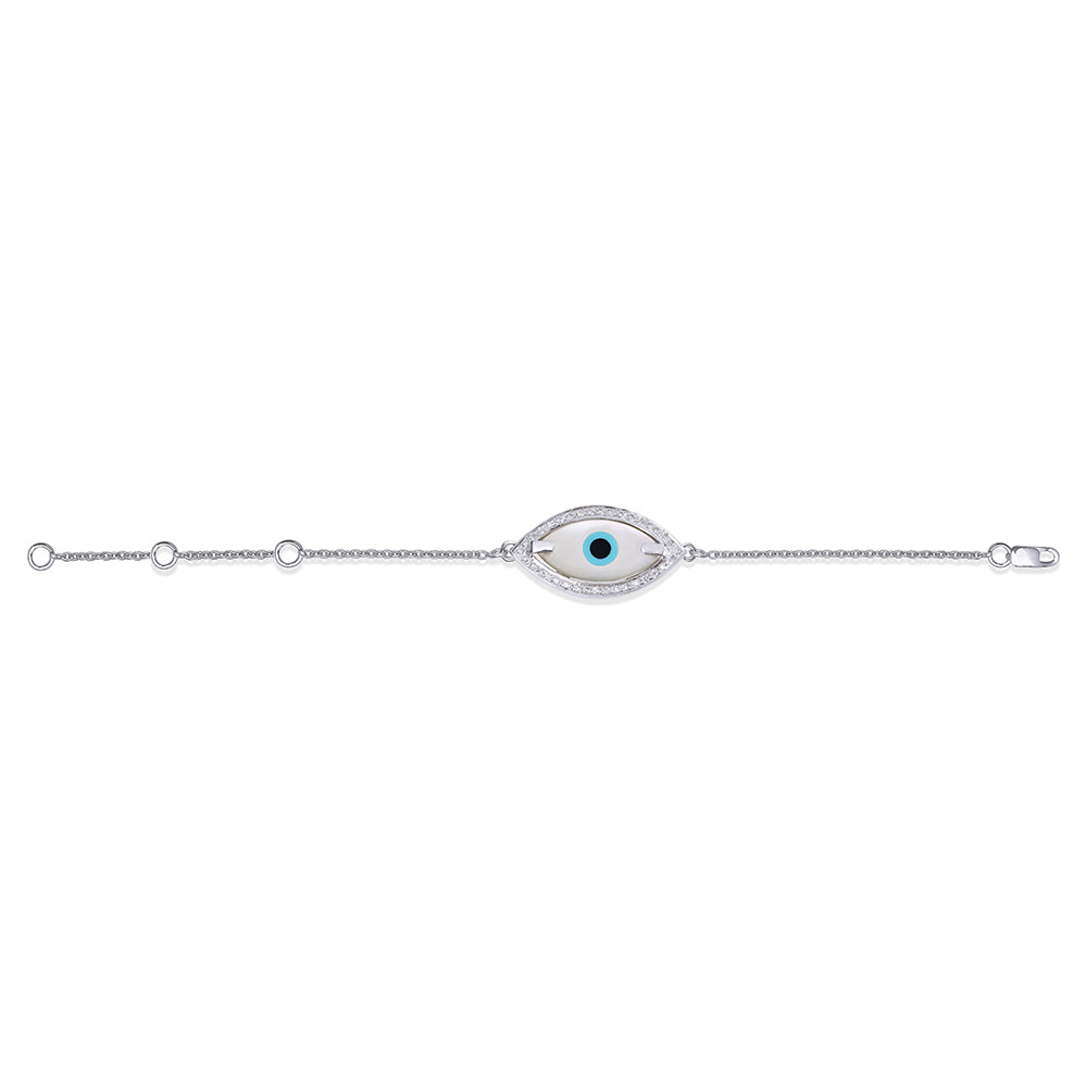 Marquise Evil Eye Diamond Pearl Bracelet | KAJ Fine Jewellery | Le Mill 6 In / White