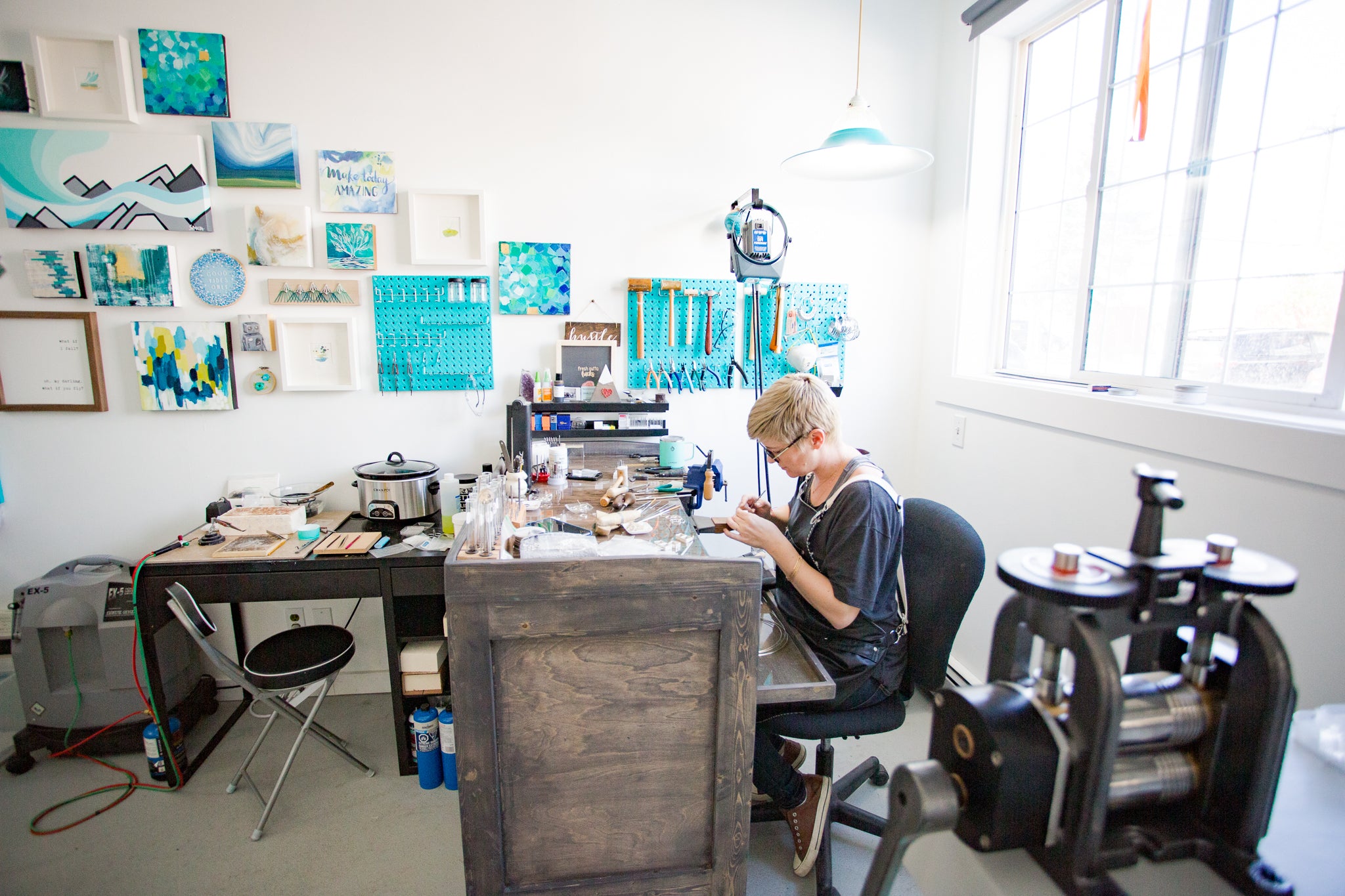 Rachael working in her studio