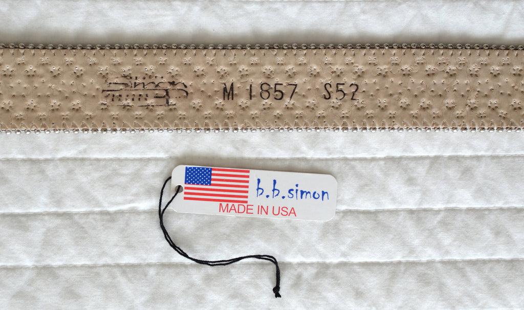 b.b. simon belt vintage tag and stamp