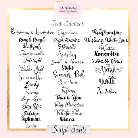 Font Selection – Infinity Beauty & Designs