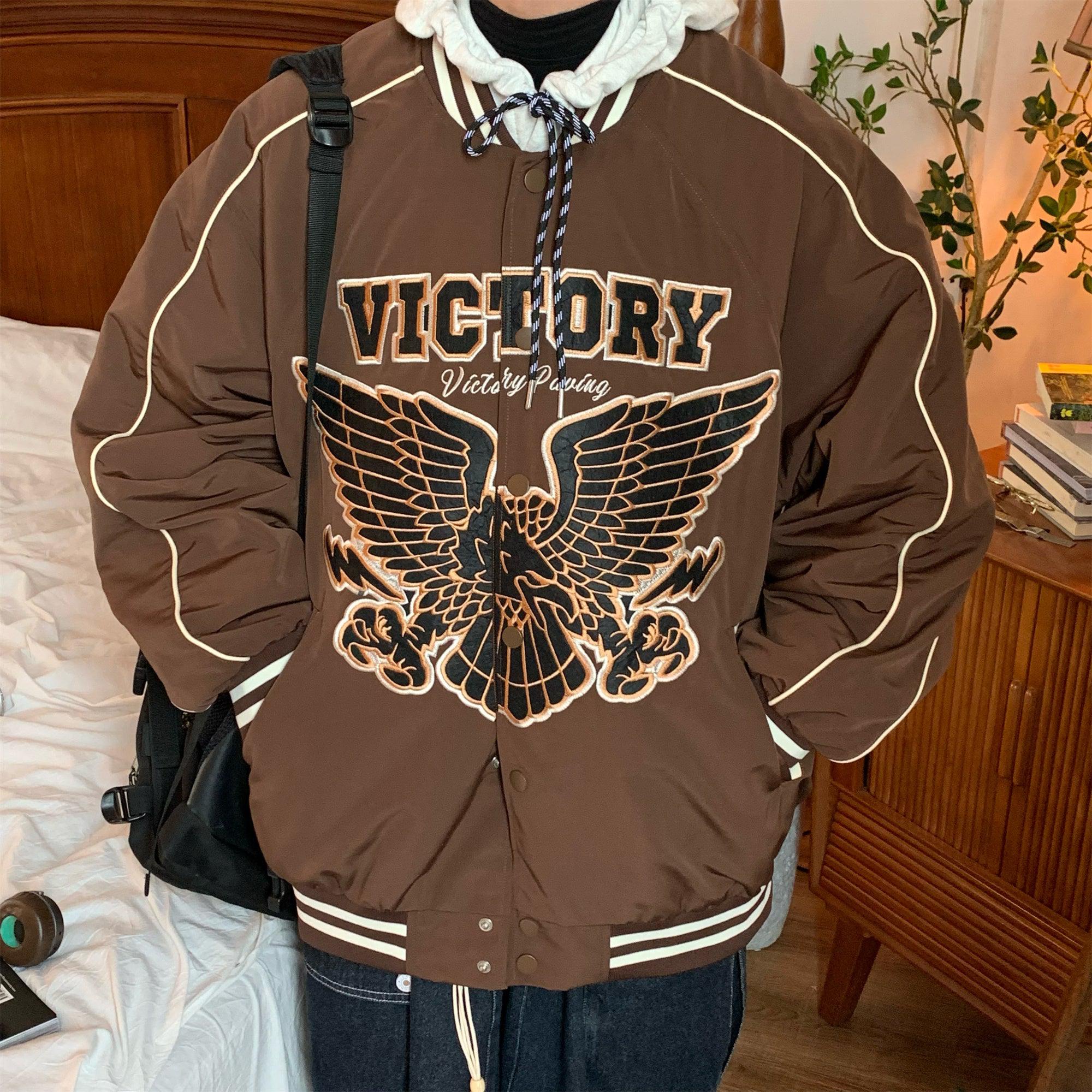 Image of Eagle Print Baseball Jacket