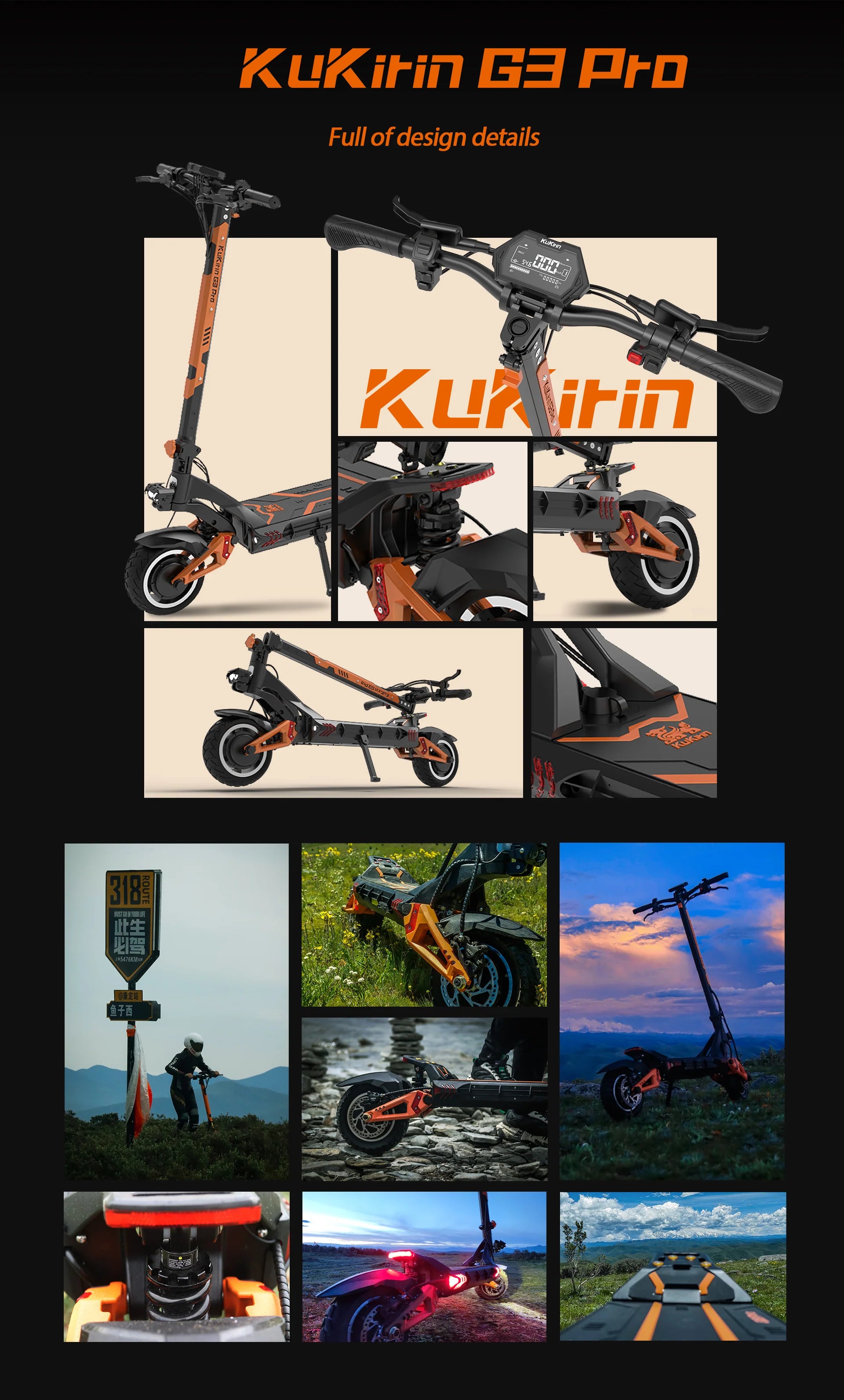Kukirin G3 Pro Electric Scooter - Power up with 1200W motor and long-lasting 1200AH battery