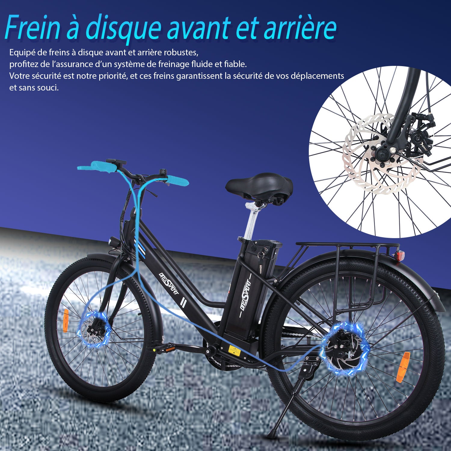 Hitway vélo électrique e-bike 26”,3 Vitesses Max 25km/h,moteur 250w, avec  batterie au lithium amovible 36v 8.4Ah 35-70km avec serrure blanc HITWAY -  Conforama