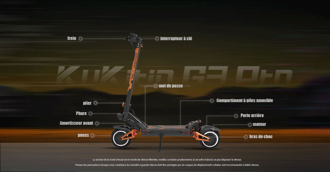 Trottinette électrique Kukirin G3 Pro, 1200W, batterie 1200AH, performance et fiabilité pour vos trajets urbains