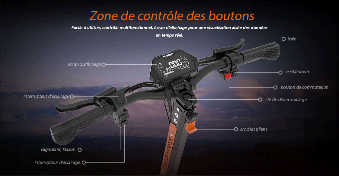 Trottinette électrique Kukirin G3 Pro, 1200W, batterie 1200AH, performance et fiabilité pour vos trajets urbains