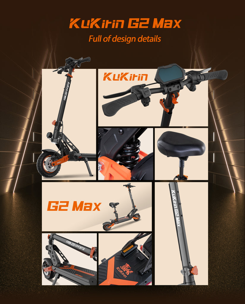 Ride in style with the KuKirin G2 MAX electric scooter. Experience the power of a 1000W motor and the convenience of a 960WH battery.