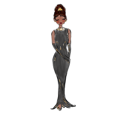 Brown-skin Audrey in Black Dress