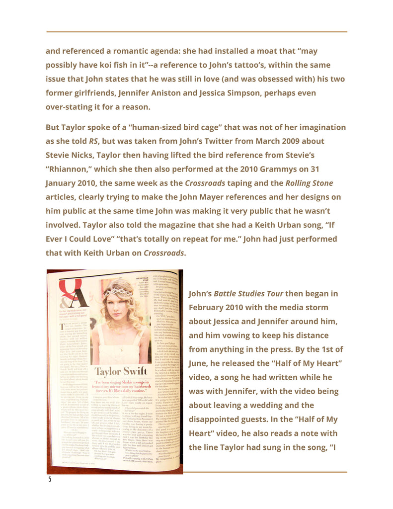 Taylor Swift Forced a False Relationship with John Mayer to the Press with "Dear John" Page 5