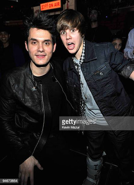 Getty Images, John Mayer and Justin Bieber attend Z100's Jingle Ball 2009 presented by H&M at Madison Square Garden on December 11, 2009 in New York City. (Photo by Kevin Mazur/WireImage for Clear Channel Radio New York