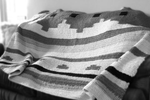 Navajo Pattern Blanket that I crocheted for John, Alto, NM, July 2012 