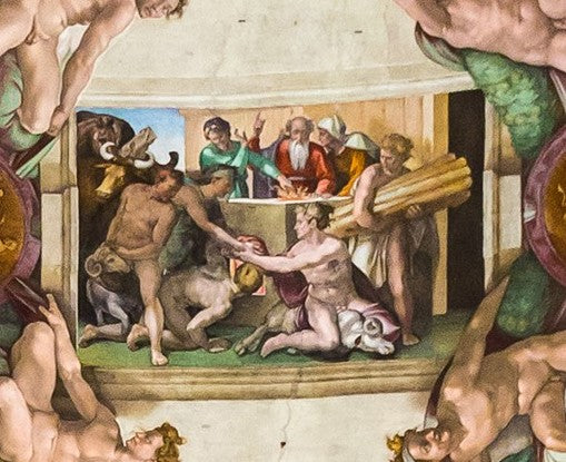 Sacrificial Altar Scene Sistine Ceiling Michelangelo Close-Up
