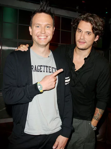 Bauer-Griffin, People Magazine, Taylor Swift, 15 September 2010, one month before releasing the plagiarized “Dear John”; Left: John Mayer photo (People Magazine) from the same day that he appeared with Blink-182's Mark Hoppus as his first guest in New York at the premiere of Mark’s new show, A Different Spin, a day ahead of its airdate on Sept. 16 on Fuse, an interview in which John talked about just having deleted his Twitter that week—one major source of the problem of the “digital portal into his living room” Taylor was taking into his life and words.