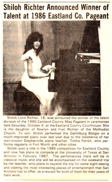 Shiloh Richter Piano Talent Competition 1986 Eastland County Texas