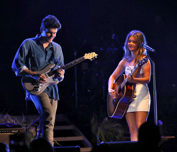 LNHS/Randall Michaelson; John Mayer joins Maren Morris to play guitar on "To Hell & Back" during her Humble Quest tour stop at the Hollywood Bowl in L.A. on Oct. 13. 