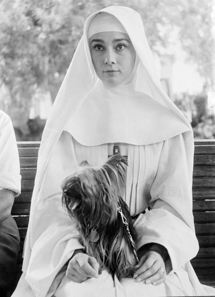 Audrey Hepburn with Famous on the set of "The Nun's Story"