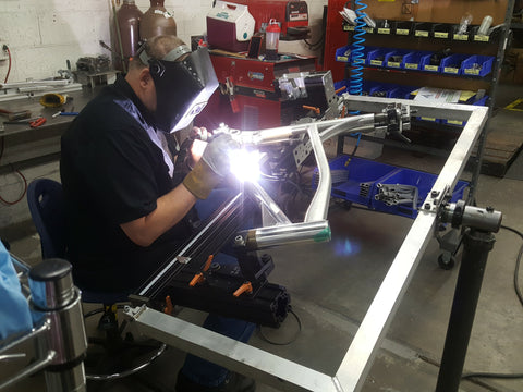 The Smash frame being welded in house.