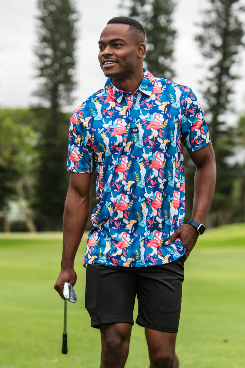 Image of CA Funky Golf Shirt | Tropical Birds