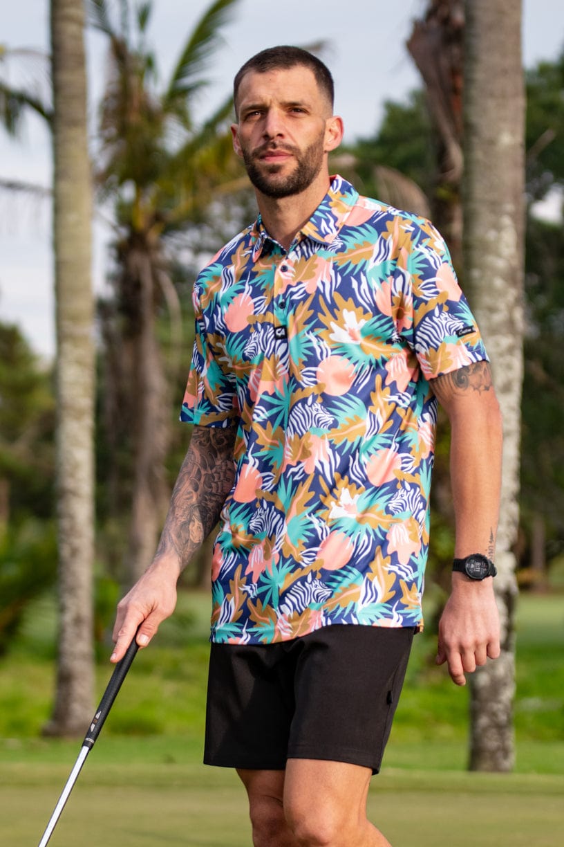 Image of CA Funky Golf Shirt | Zebra In The Wild