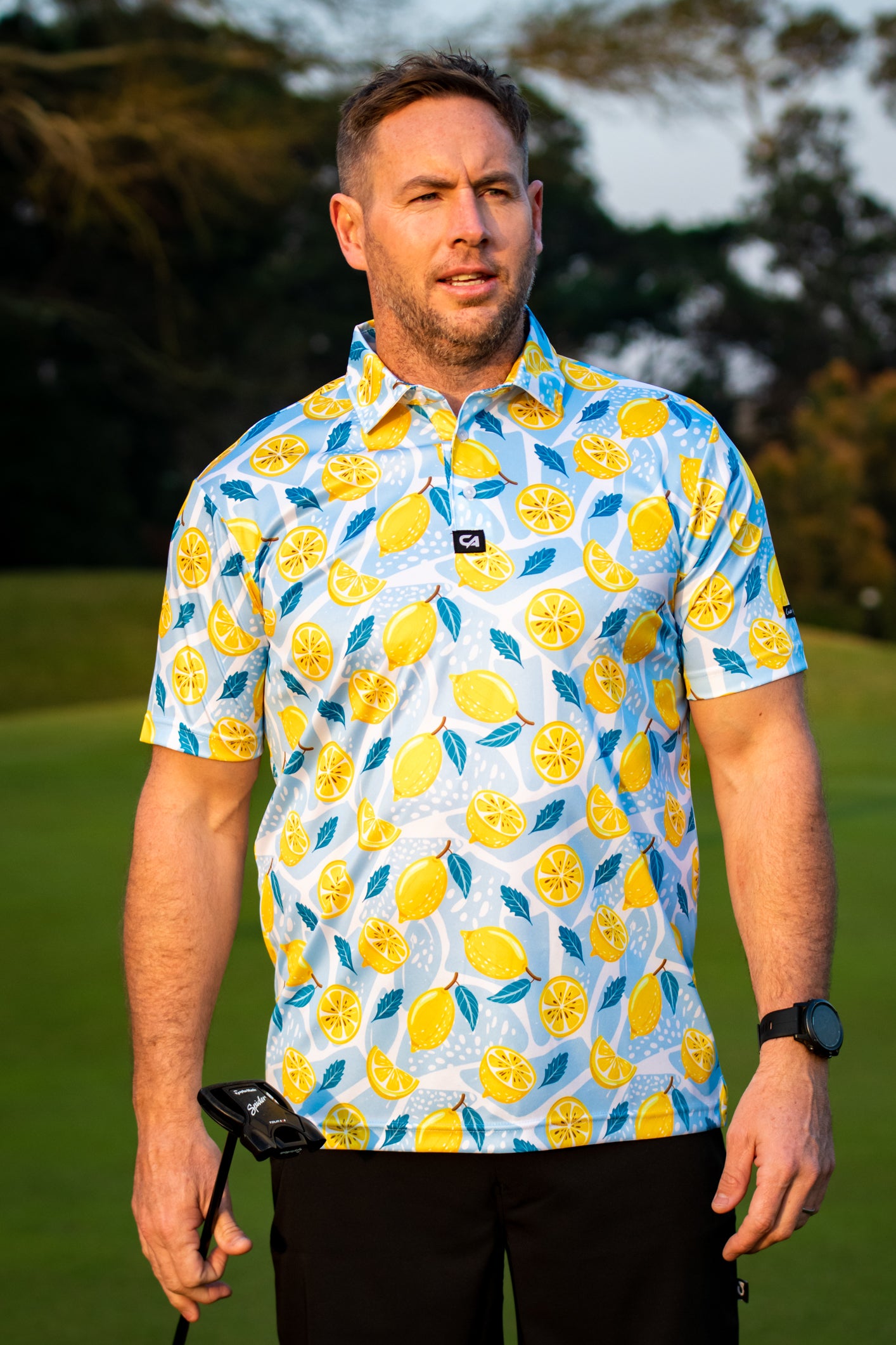 Image of CA Funky Golf Shirt | Lemon Zest