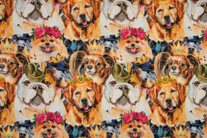 Bómullarjersey Digital Print - Royal Dogs