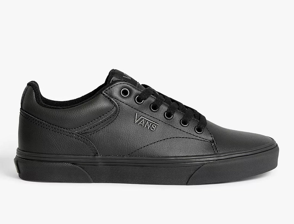 Vans Youth Seldan Low-Top All Black Leather Unisex Great School Shoe ...