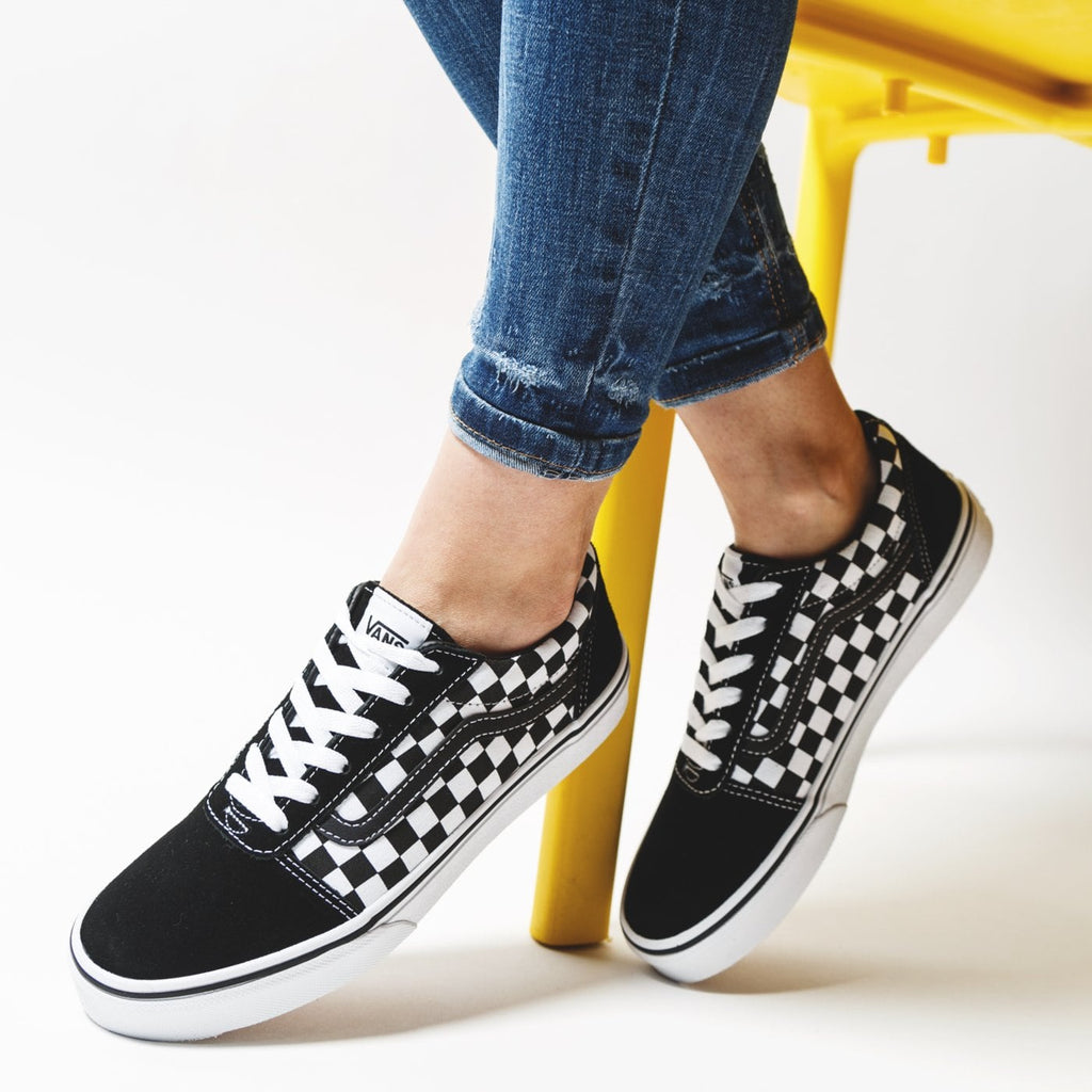 Vans Youth Ward Low-Top Checker Checkerboard Black White Unisex Suede ...