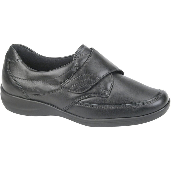 Mod Comfys ABBEY Ladies Leather Velcro Wide EEE Fit Shoes Black