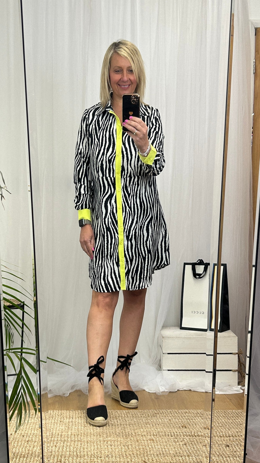 Freya Lime Zebra Print Shirt Dress – The Dressing Room