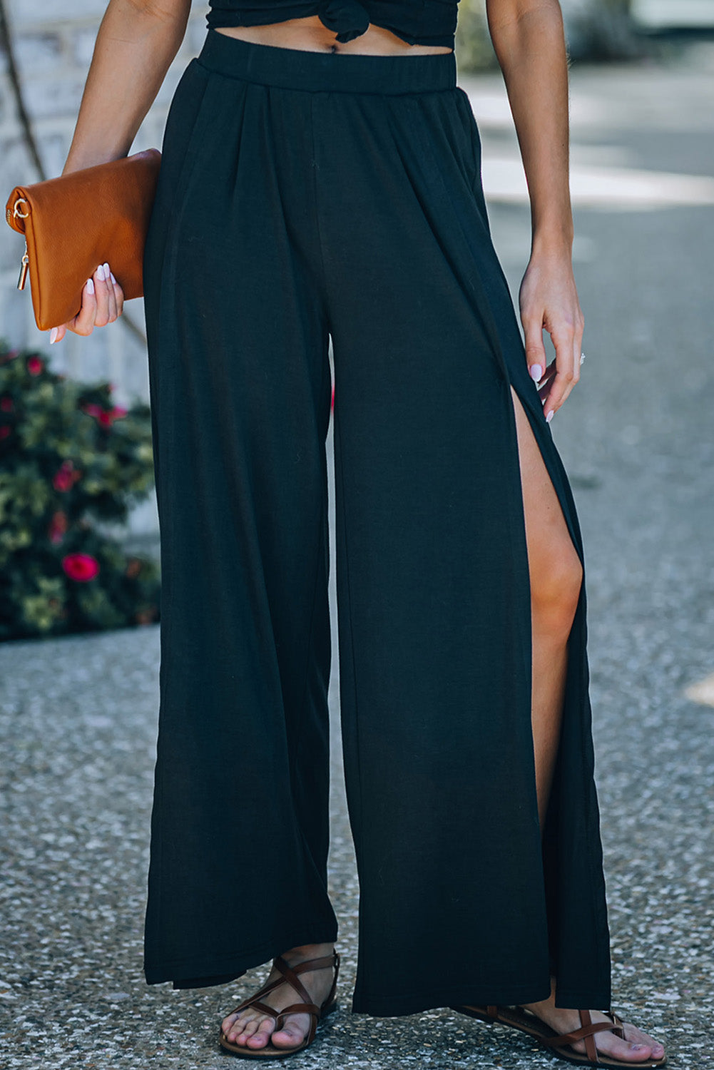 SZEP - Split Hem Flare Pant - Black on Designer Wardrobe