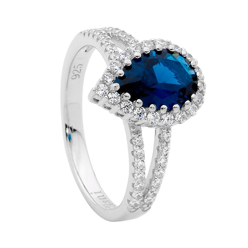 Sterling Silver london blue cubic zirconia ring
