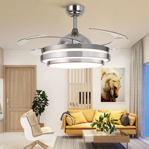 42 Inch Remote Control Retractable Leaf Ceiling Fan Light