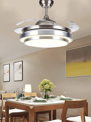 42 Inch Remote Control Retractable Leaf Ceiling Fan Light