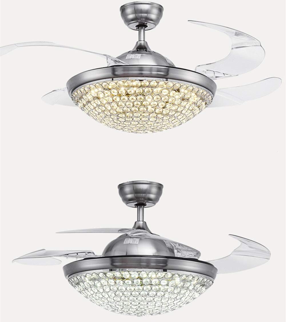 42 Inch Led Remote Controlled Crystal Ceiling Fan Light Oukaning Led