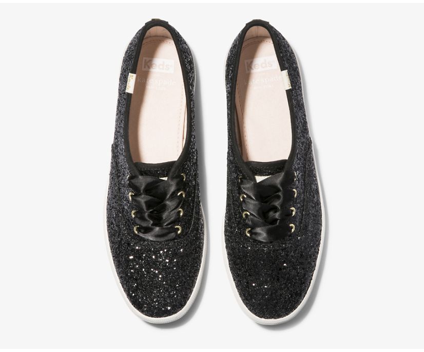 keds kate spade black glitter