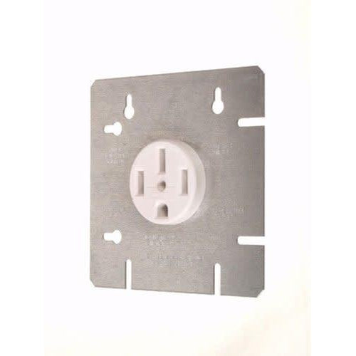 DRYER RECEPTACLE W/ 4 11/16 COVER PLATE - 30A-120/240V - WHITE